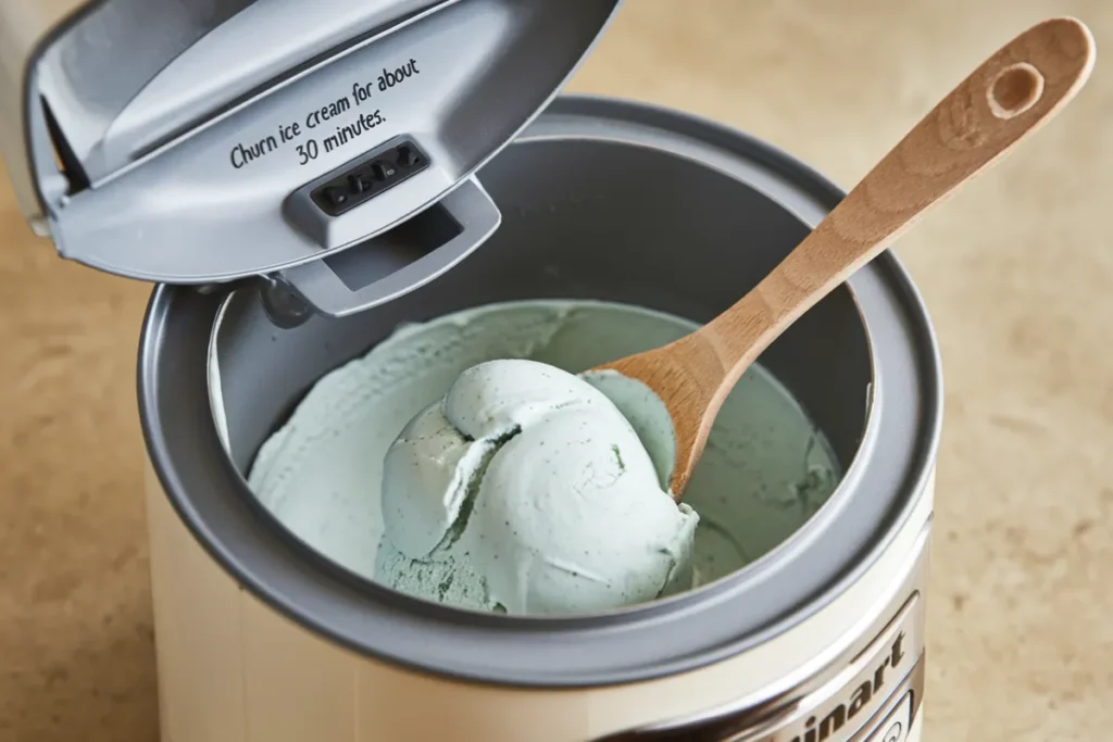 How long should I churn ice cream in my Cuisinart ice cream maker?