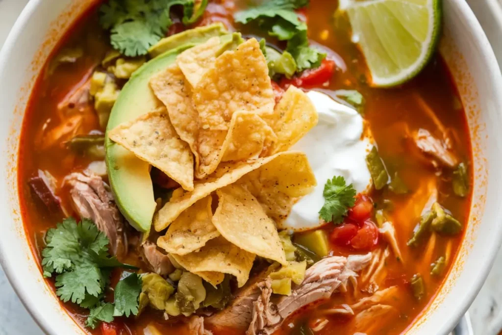 What is chicken tortilla soup made of?