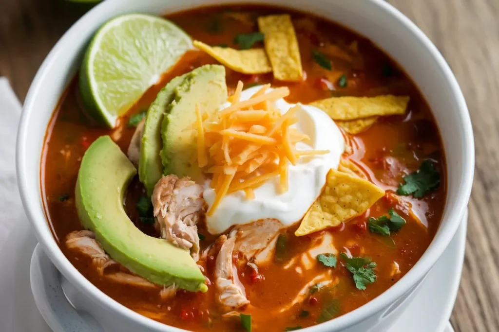 What is chicken tortilla soup made of?