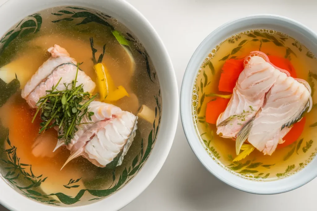 What is the difference between fish soup and fish broth?
