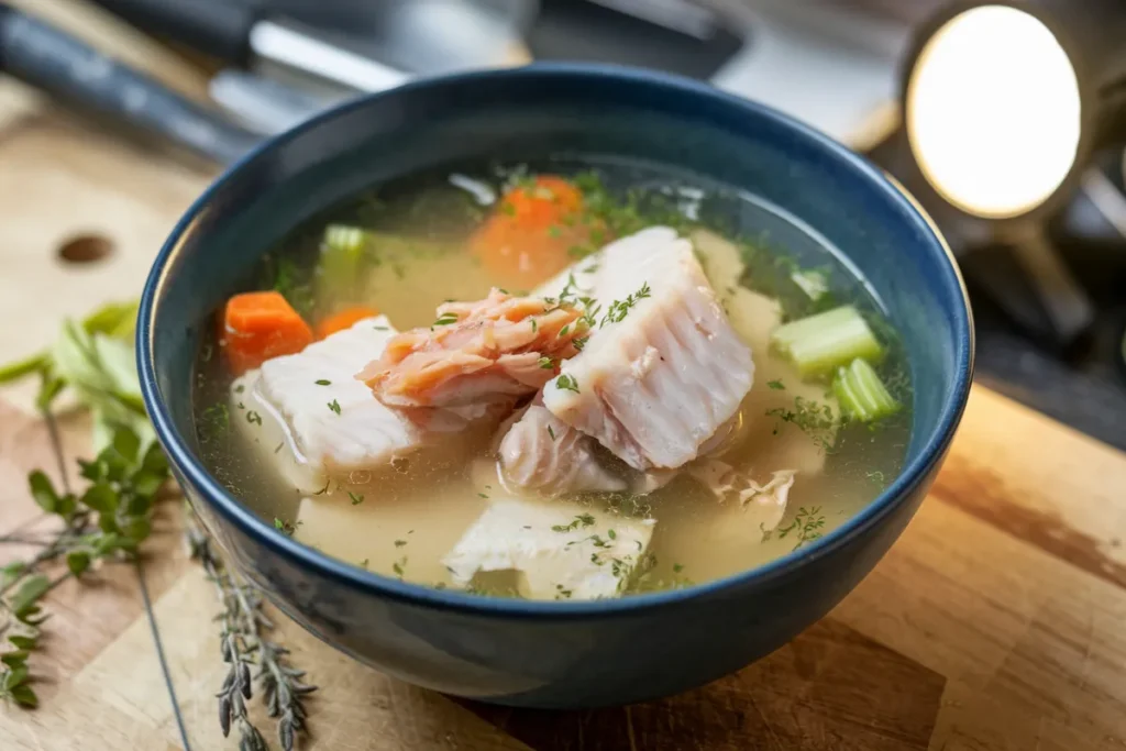 What is the difference between fish soup and fish broth?
