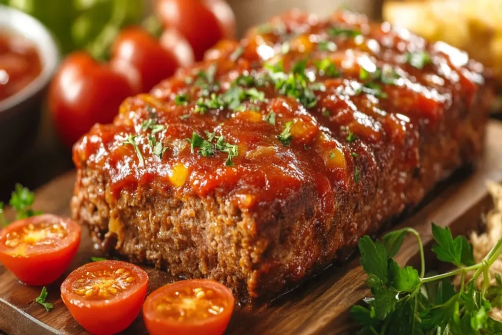 What is the sauce on meatloaf made of?