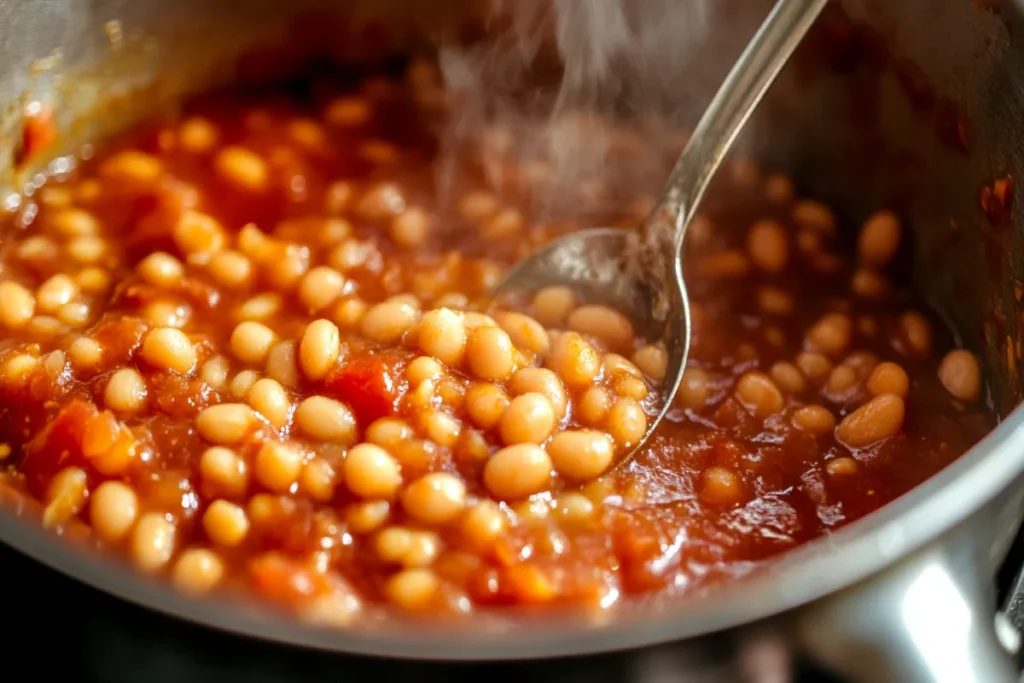 What is the sauce made of in baked beans?