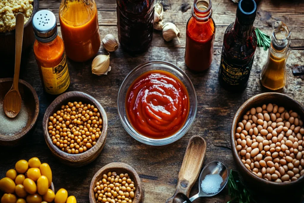 What is the sauce made of in baked beans?